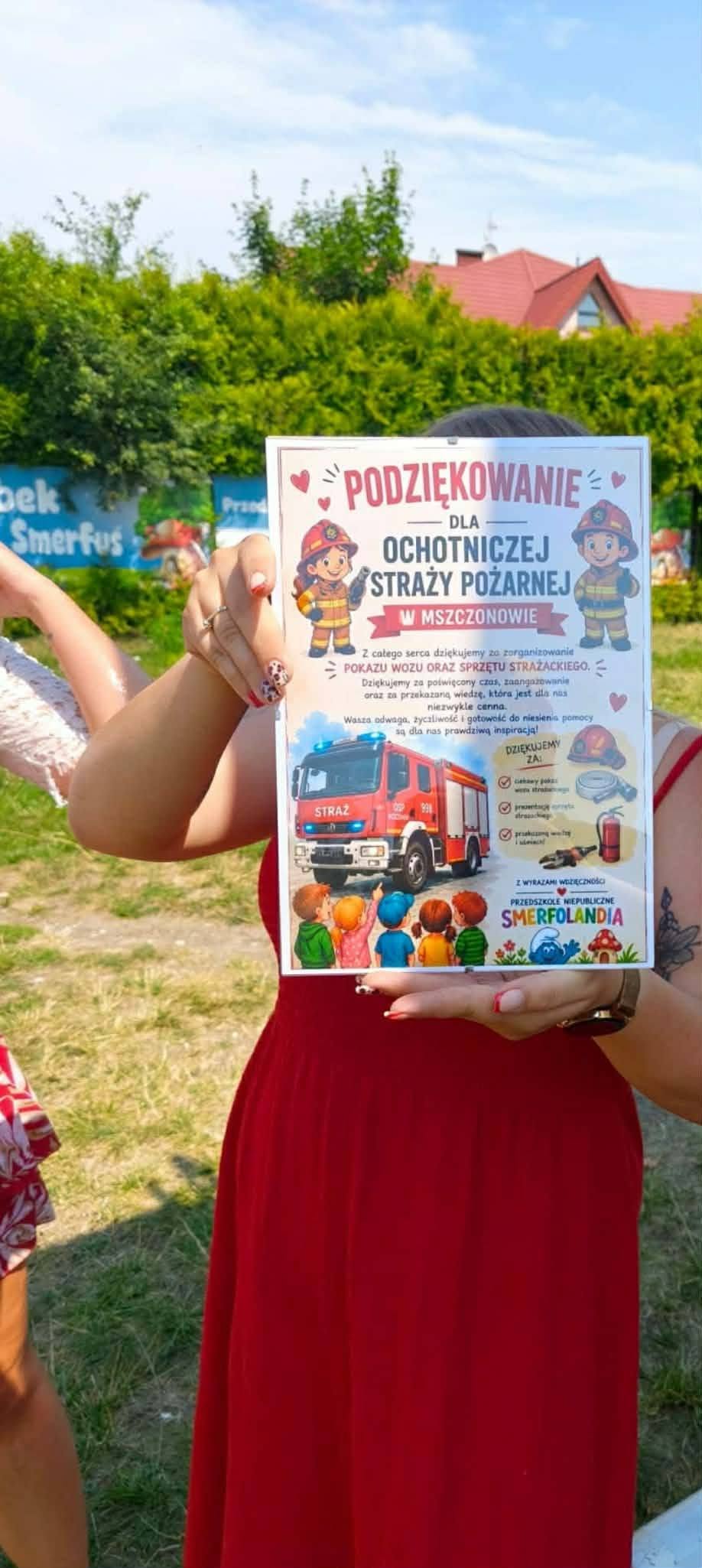 Podziękowanie dla OSP Mszczonów od Przedszkola Niepublicznego Smerfolandia